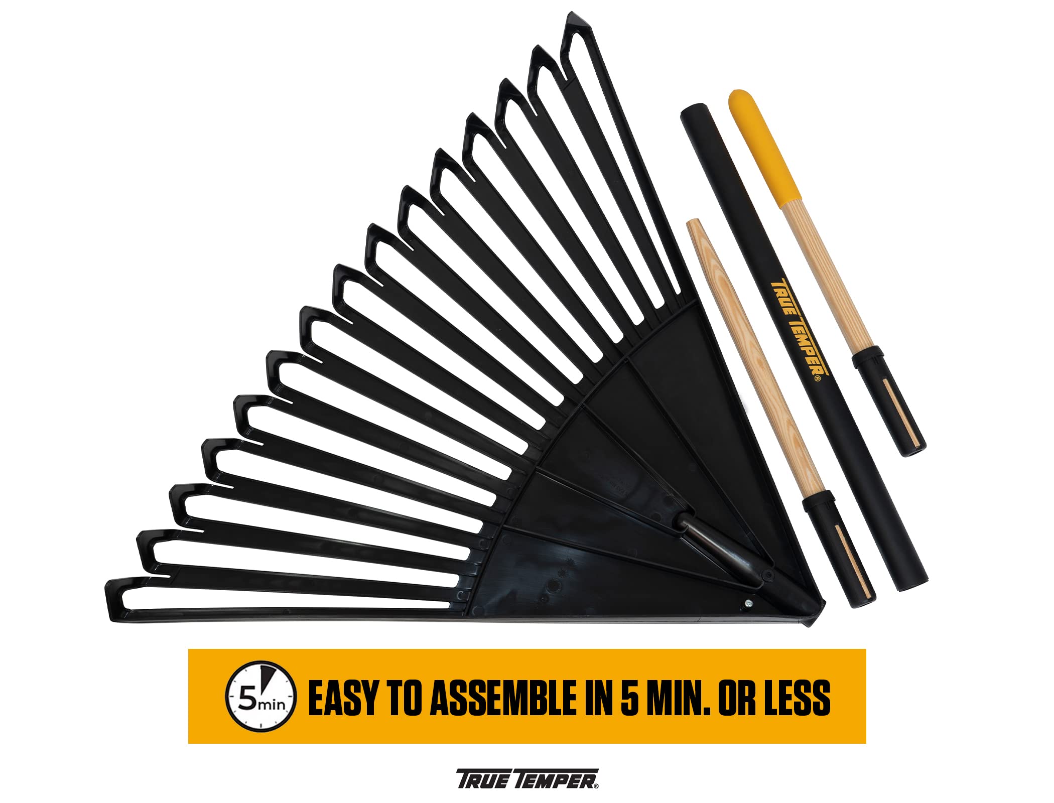 True Temper collected leaves and twigs in a neat pile highlighting efficiency