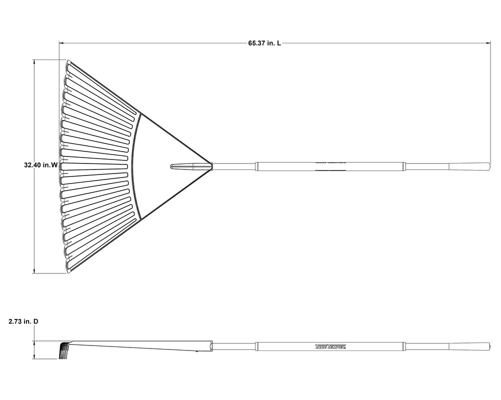 True Temper rake next to shoe for scale showing 30-inch head coverage