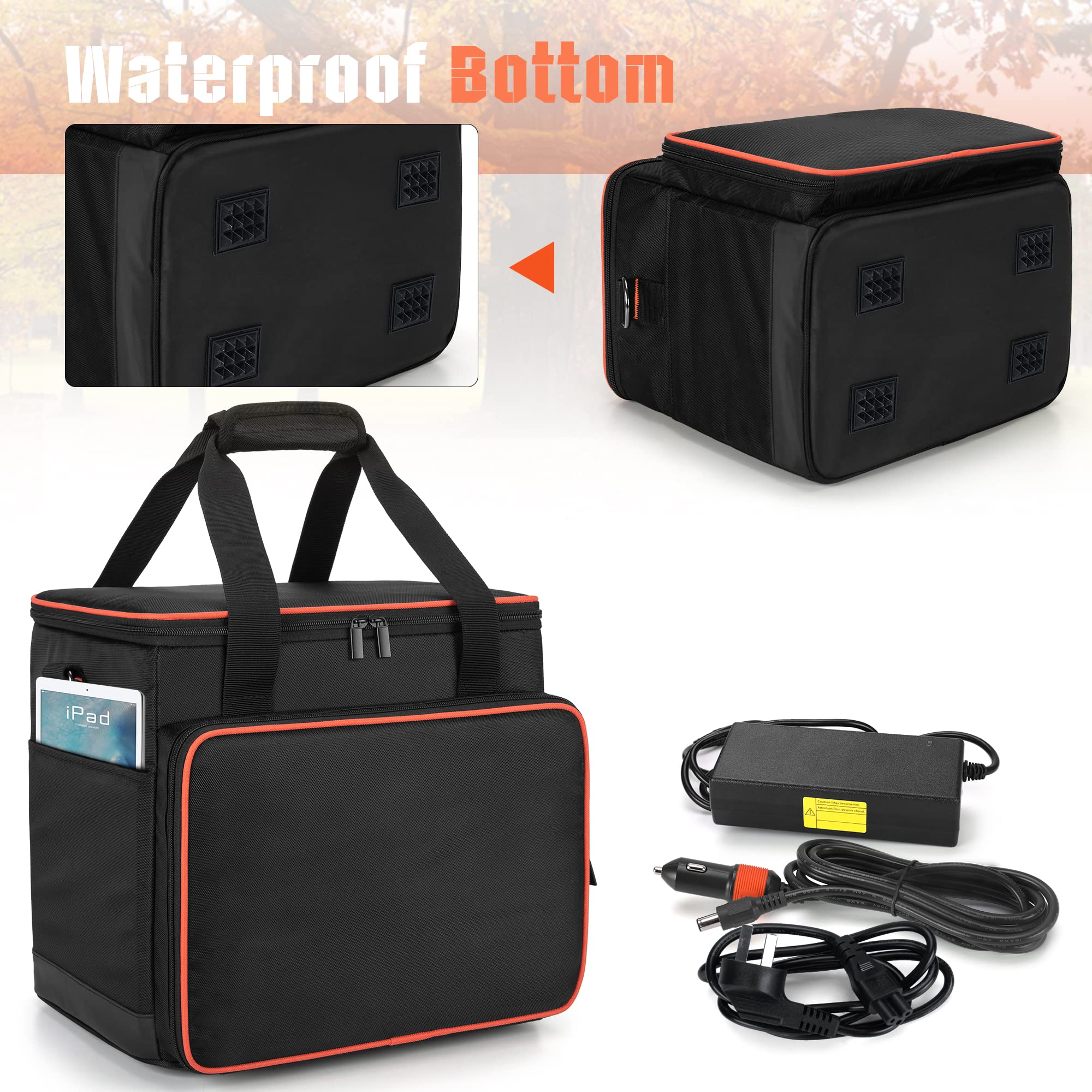 Trunab bag at campsite with solar panels showing easy transport for outdoor power benefit