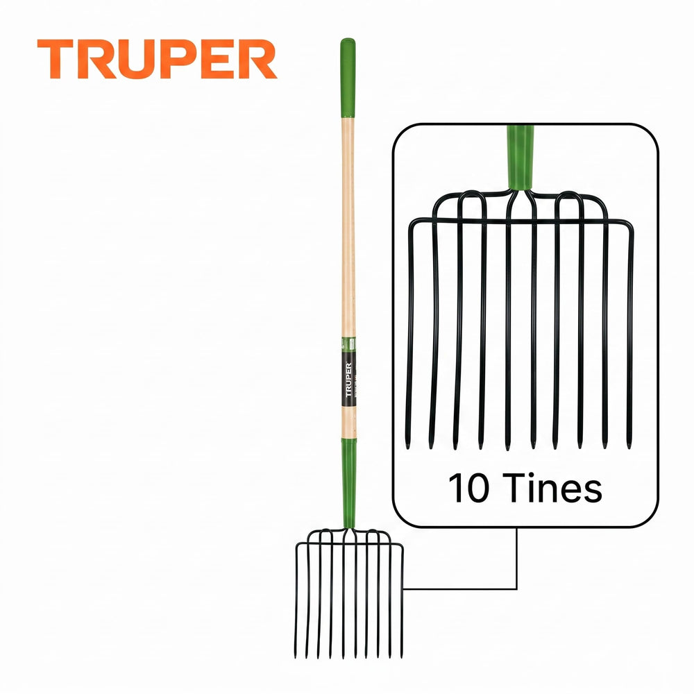 Truper ash handle close-up lacquered finish offering comfortable grip and protection
