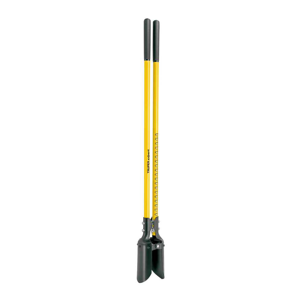 Truper post hole digger front view showing handles and blades for reliable leverage