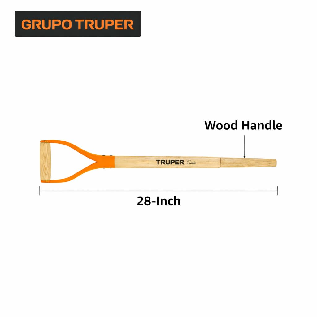 Truper handle installed on shovel in garden demonstrating improved stability and comfort