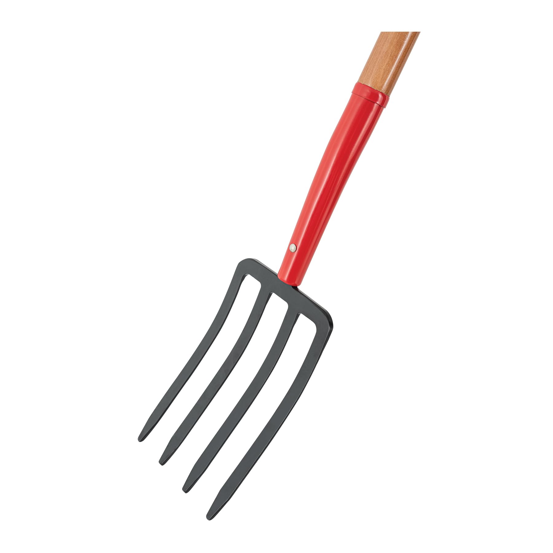 Truper spading fork in garden in use moving compost for easier bed preparation