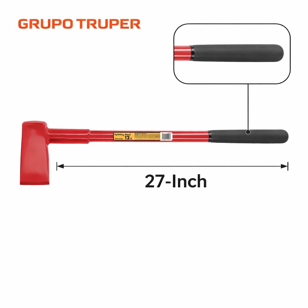 Truper maul splitting a log in use demonstrating controlled power and compact leverage