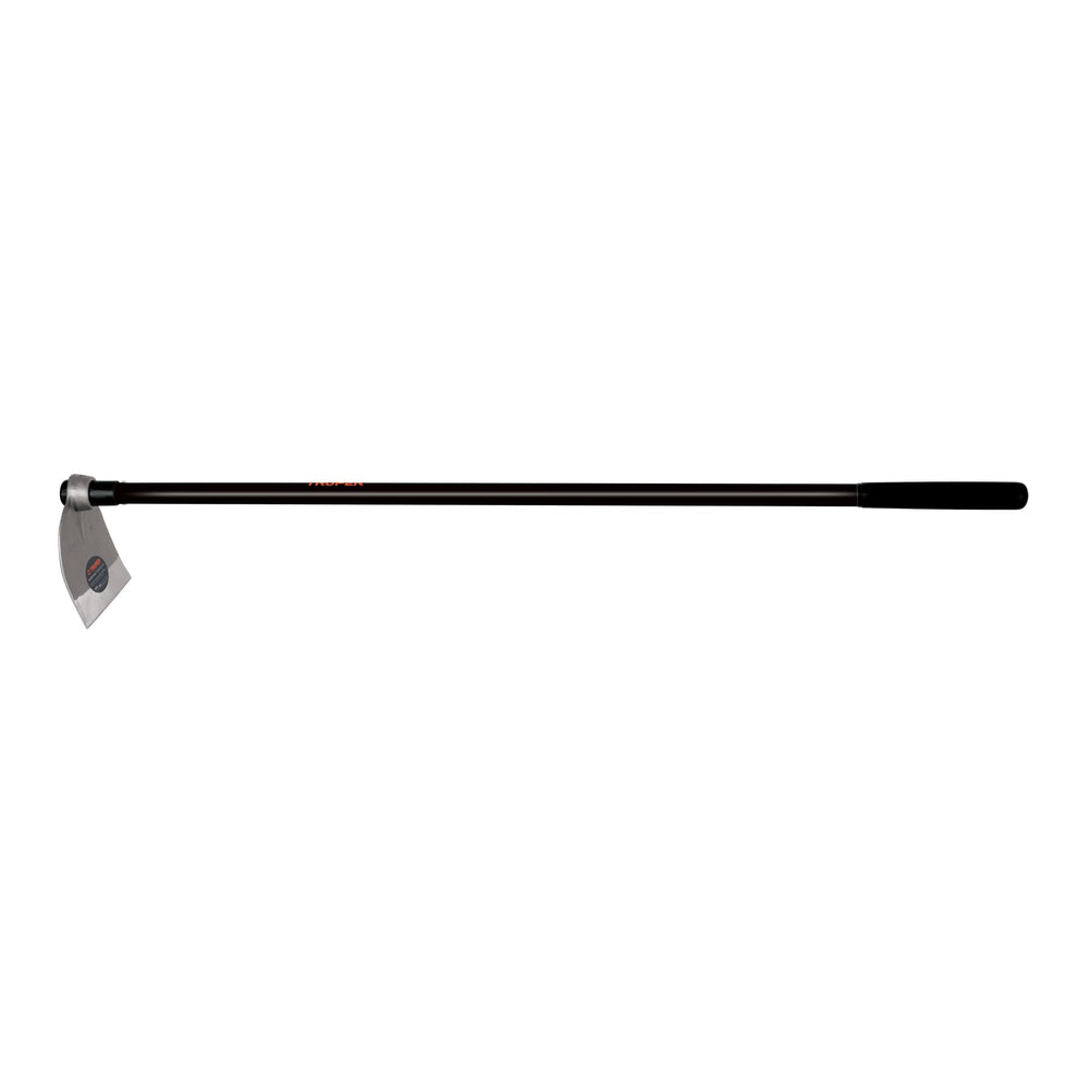 Truper lane hoe front view showing whole tool and durable ash handle benefit reach