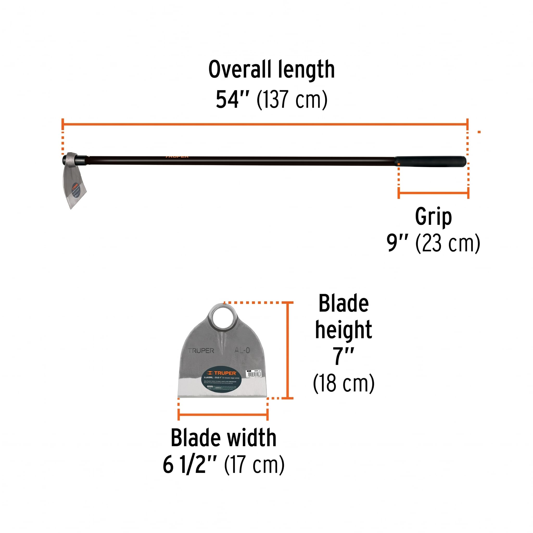 Truper forged steel head close-up showing durable edge for long-lasting use