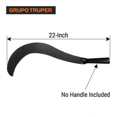 Truper machete head mounted on handle being used to clear brush, improves reach and control