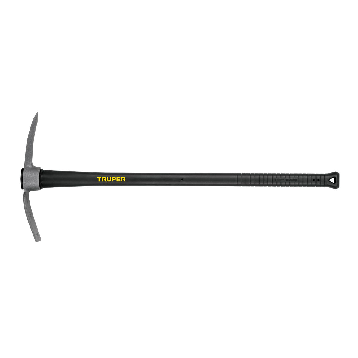 Truper pick mattock front view showing forged head and blade for durable digging