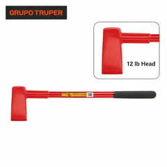 Truper handle and 9-inch cushion grip closeup offering secure, vibration-reducing hold
