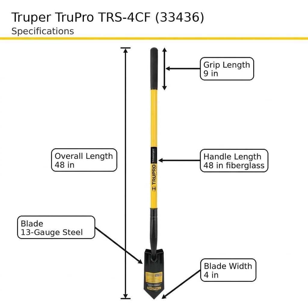 Truper TruPro shovel on lawn during irrigation installation for practical use