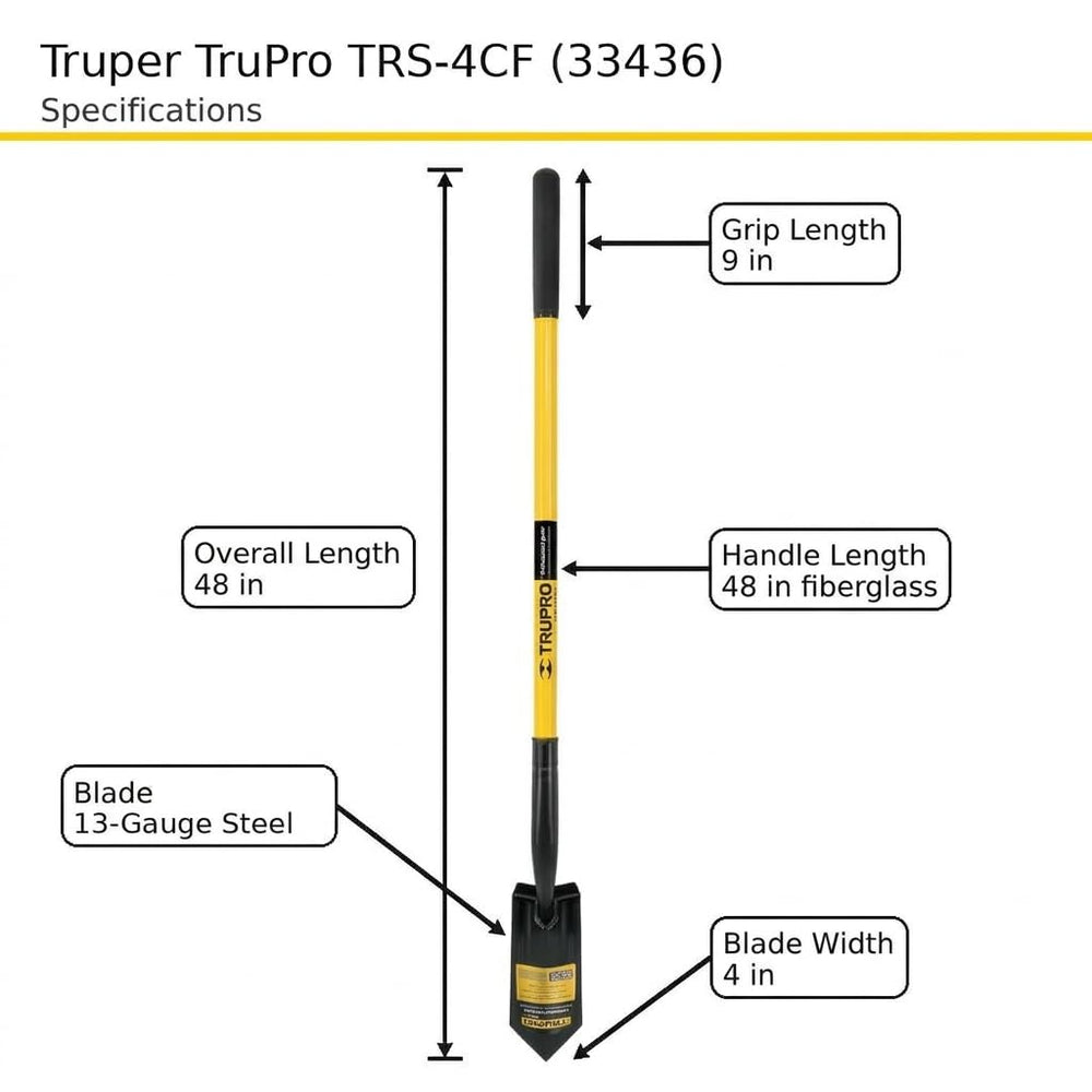 Truper TruPro shovel on lawn during irrigation installation for practical use