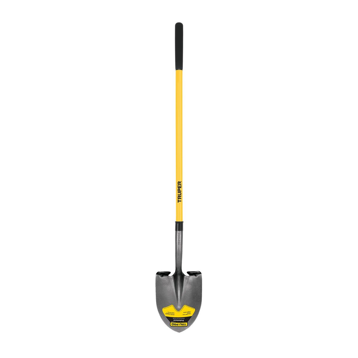 Truper Tru Pro front view showing full shovel and durable fiberglass handle benefit durability