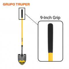 Truper Tru Pro shovel in use digging compact soil on site benefit efficient penetrating