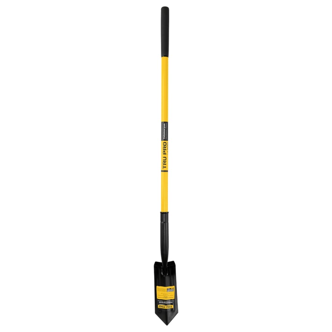 Truper TruPro trenching shovel front view showing full tool and balance