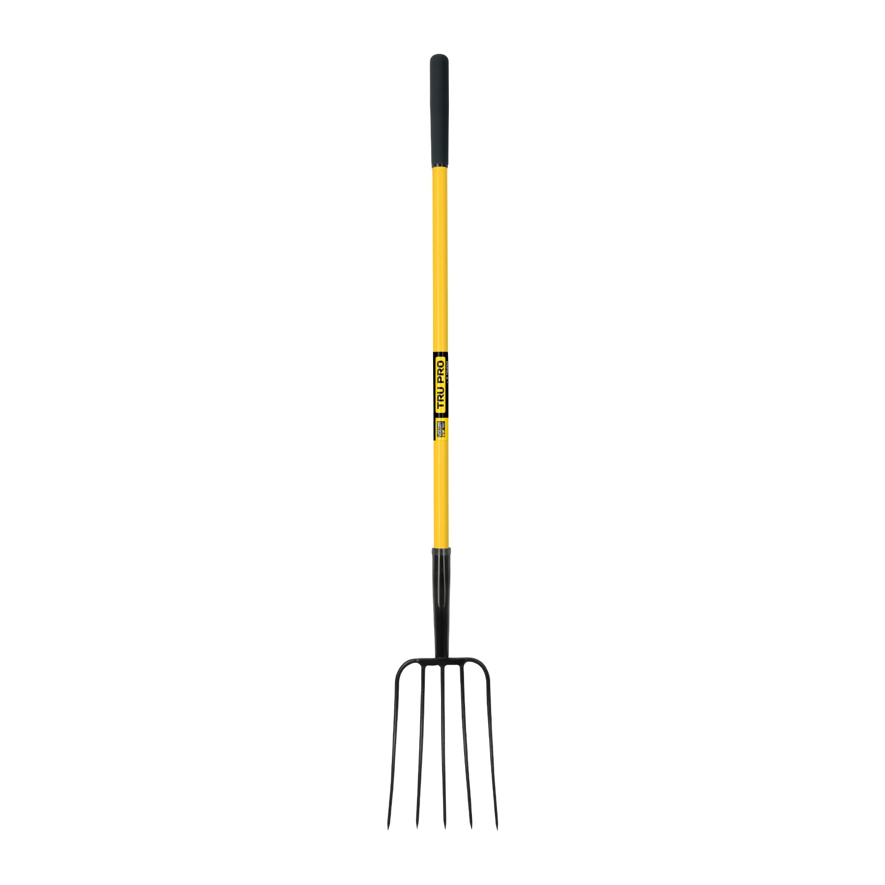 Truper TruPro manure fork front view showing five tines and handle for easier lifting
