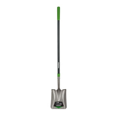 Truper TruTough shovel front view showing blade and shaft, durable construction benefit