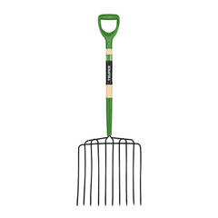 Truper TruTough front view showing 10-tine head for efficient scooping