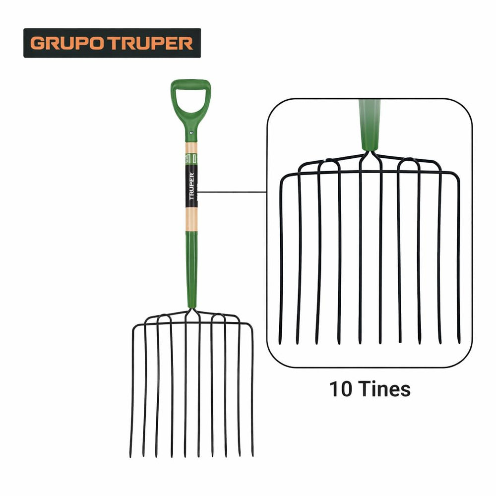 Truper TruTough lacquered ash handle and poly D-grip for secure control
