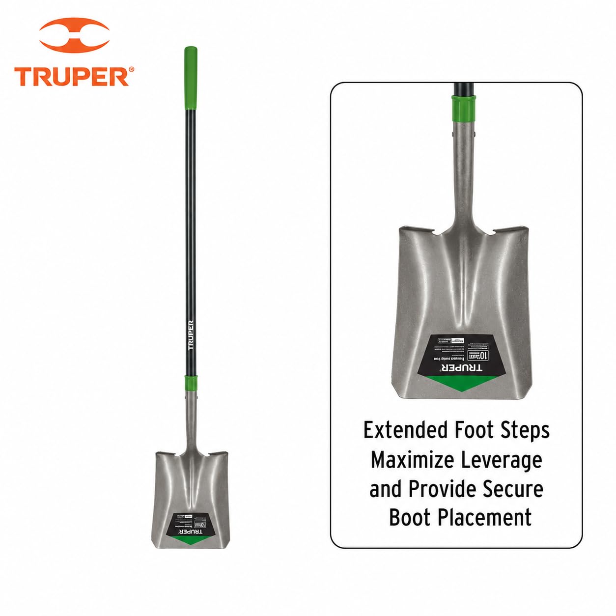Truper TruTough 7-inch vinyl comfort end grip on fiberglass handle for reduced blisters