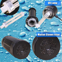 TRUPOW three fountain nozzles laid out illustrating varied spray options