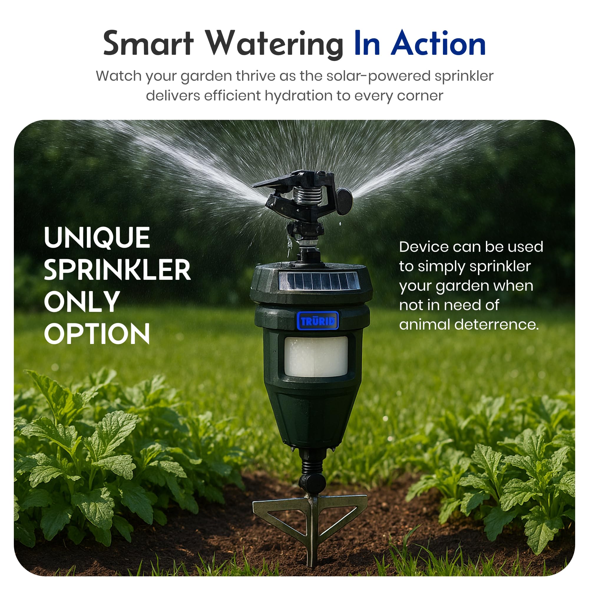 TRURID sensor head spraying quick burst illustrating immediate animal deterrent