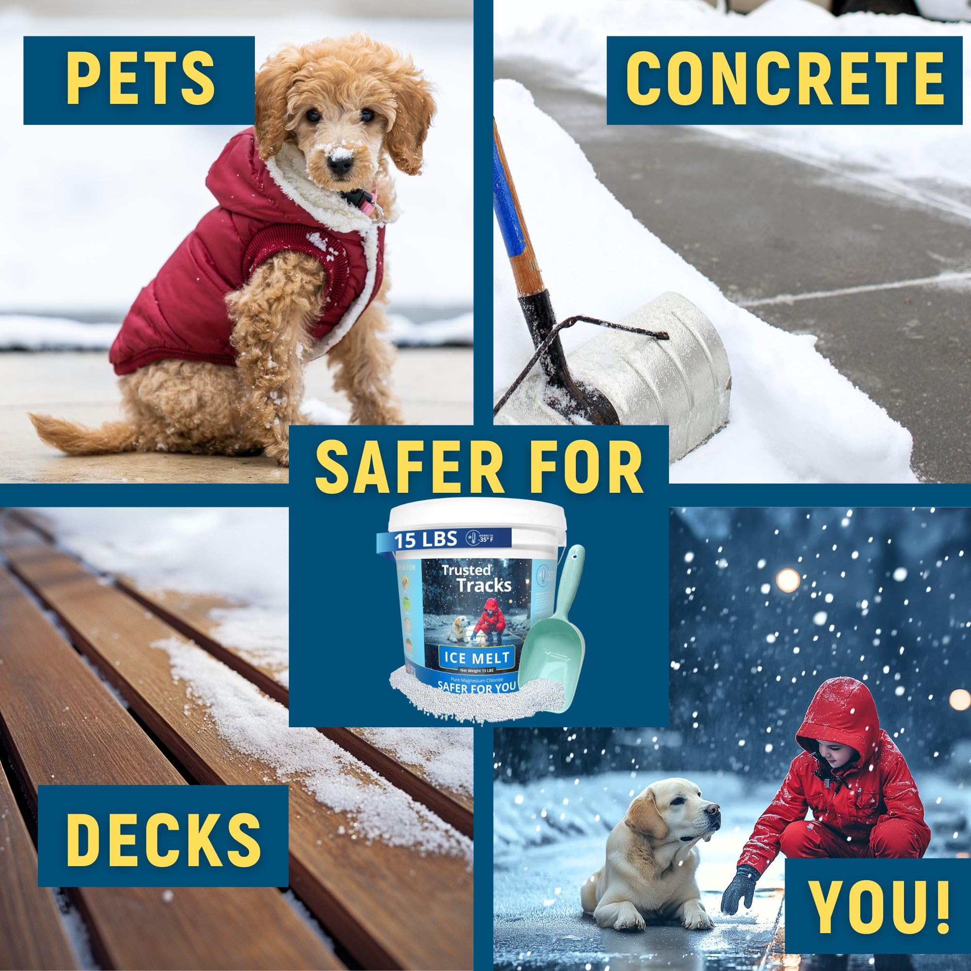 Trusted Tracks treated sidewalk with improved traction, highlights pet-safe surface benefit