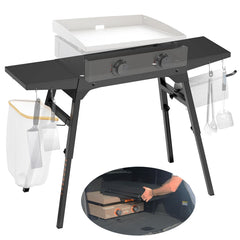 Trybuy stand front view showing stable frame and benefits of portability