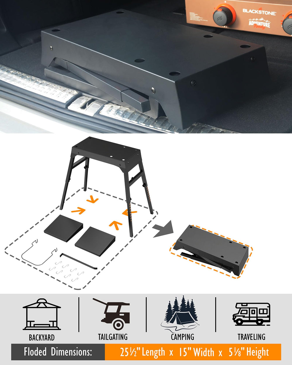 Trybuy installed with Blackstone griddle showing organized cooking setup