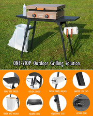 Trybuy side shelf detail showing extra prep area and sturdy support