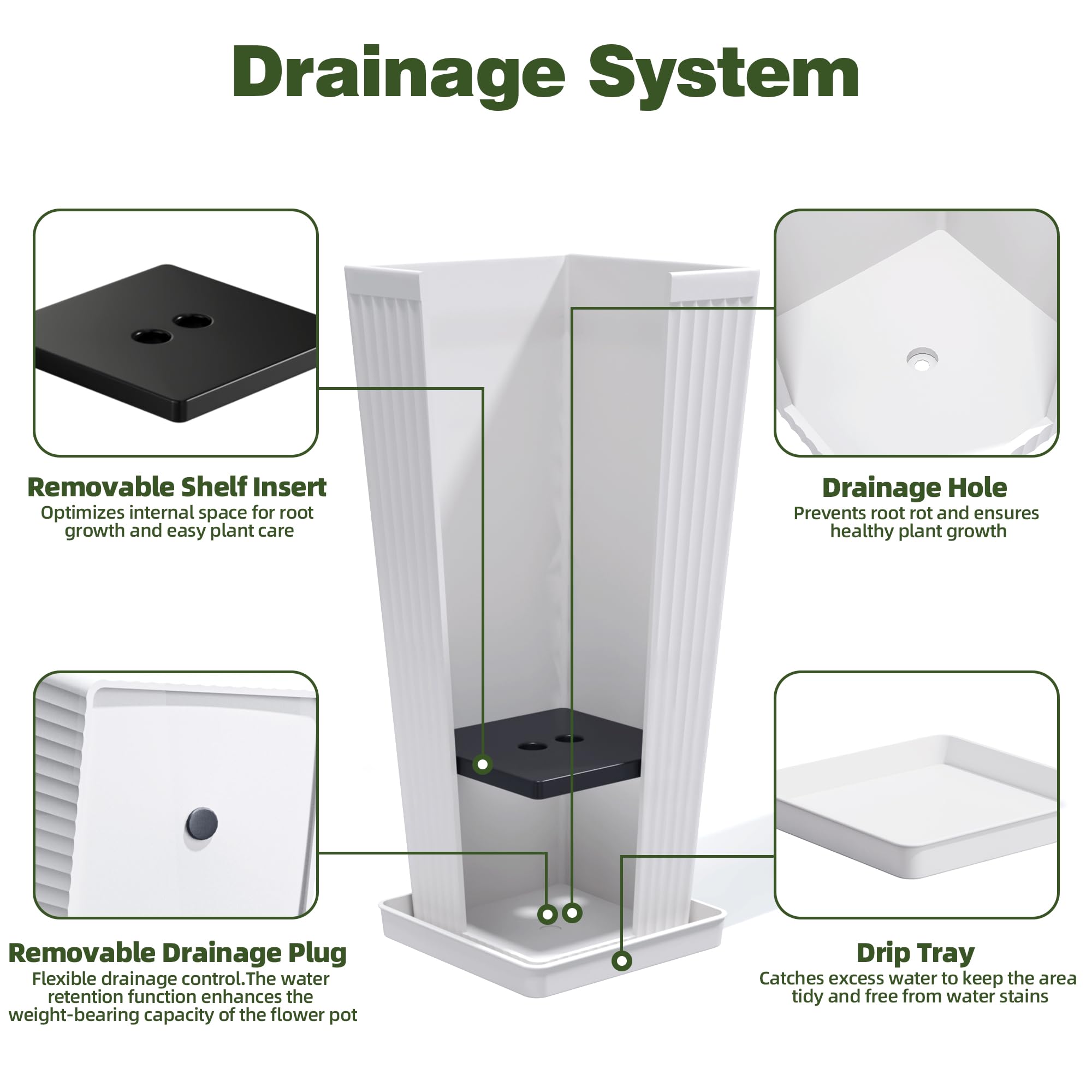 Trygoal drainage hole with rubber plug visible for flexible moisture control