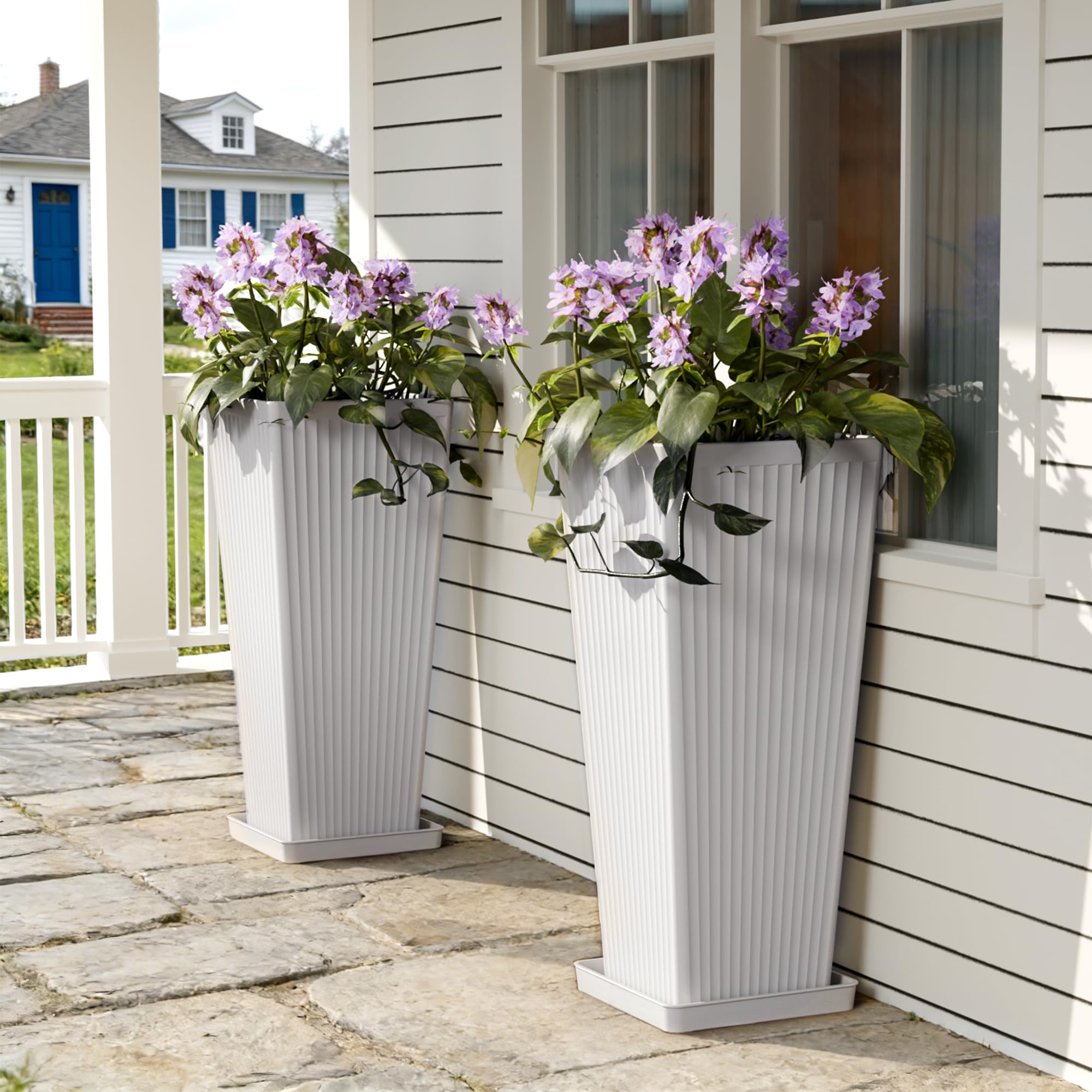 Trygoal planter beside a chair to show scale and generous planting space