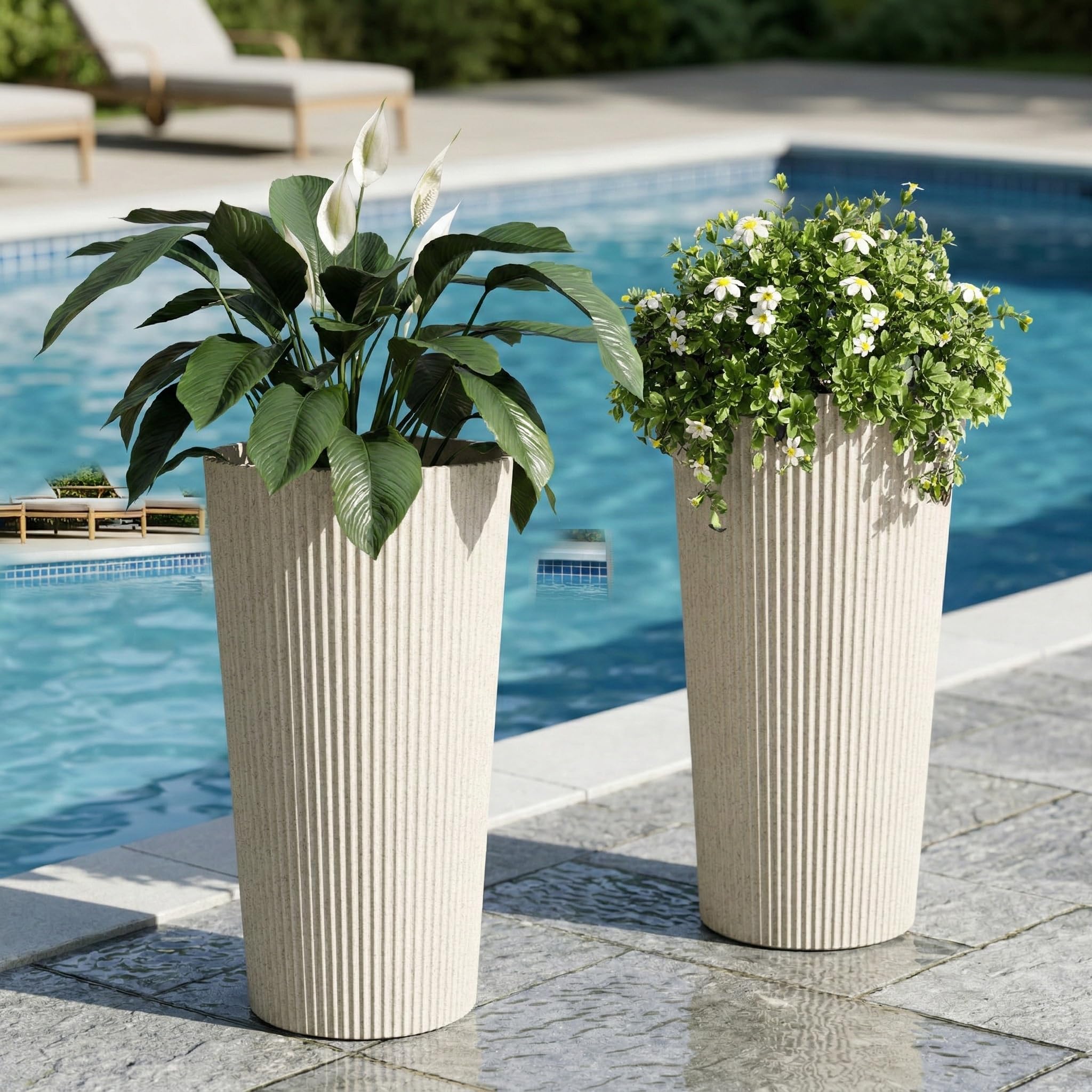 Trygoal planter next to measuring tape showing true 24 inch height for scale