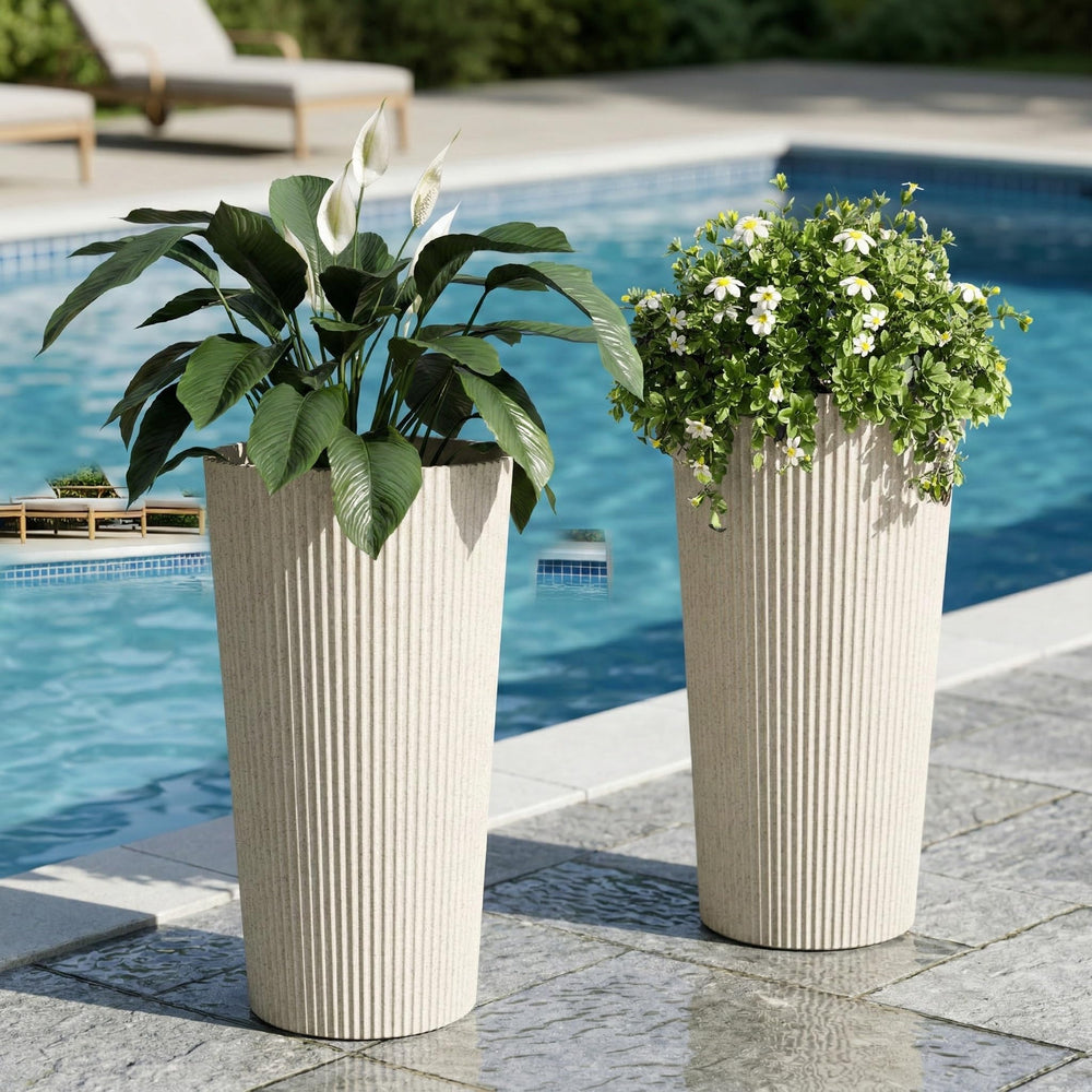 Trygoal planter next to measuring tape showing true 24 inch height for scale