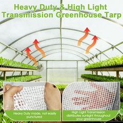 Tryitsbest tarp installed on greenhouse showing weather protection and light access