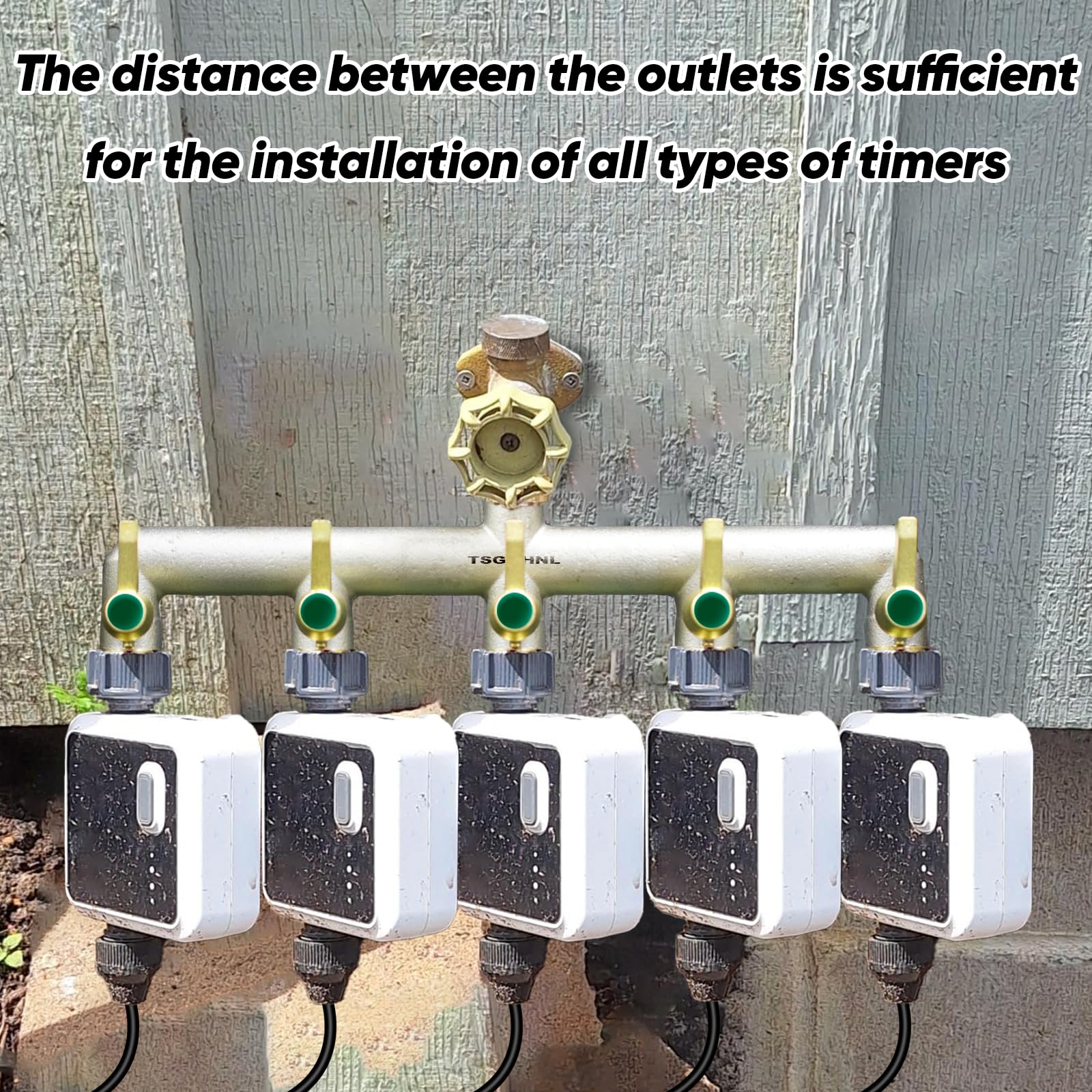 TSGOHNL installed on outdoor faucet demonstrating quick multi-hose hookup benefit