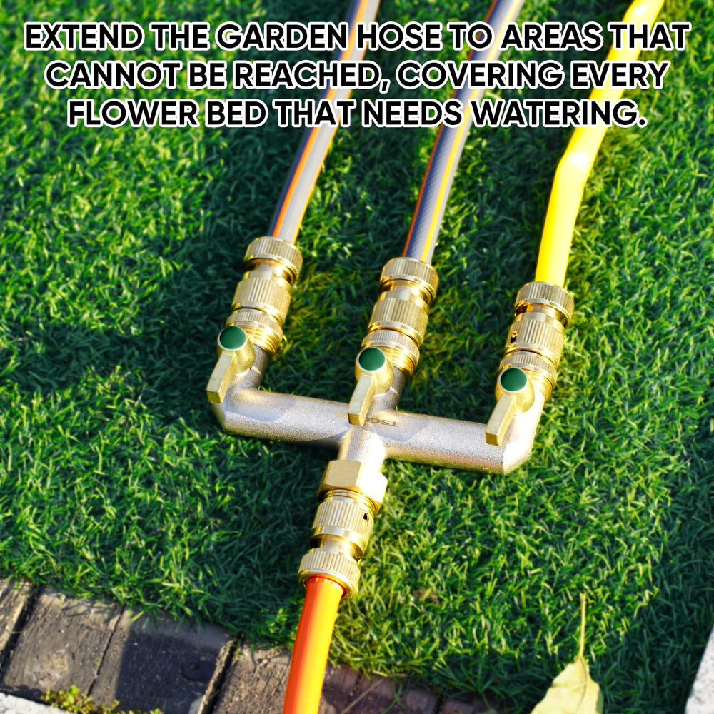TSGOHNL size comparison beside standard garden hose showing compact, heavy-duty scale