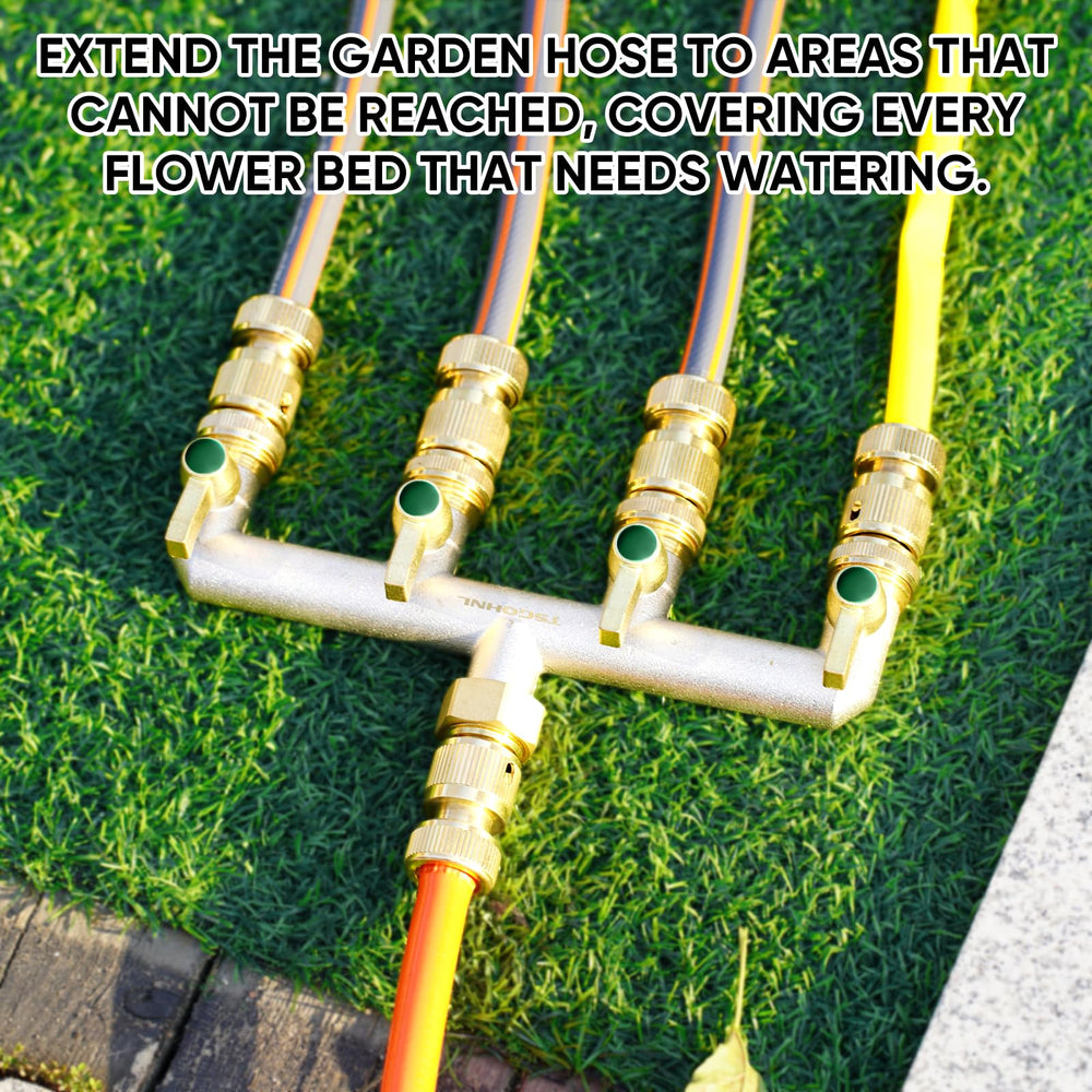 TSGOHNL in-use image of four hoses attached showing simultaneous watering convenience