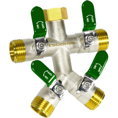 TSGOHNL splitter front view showing four outlets and durable build for versatile watering