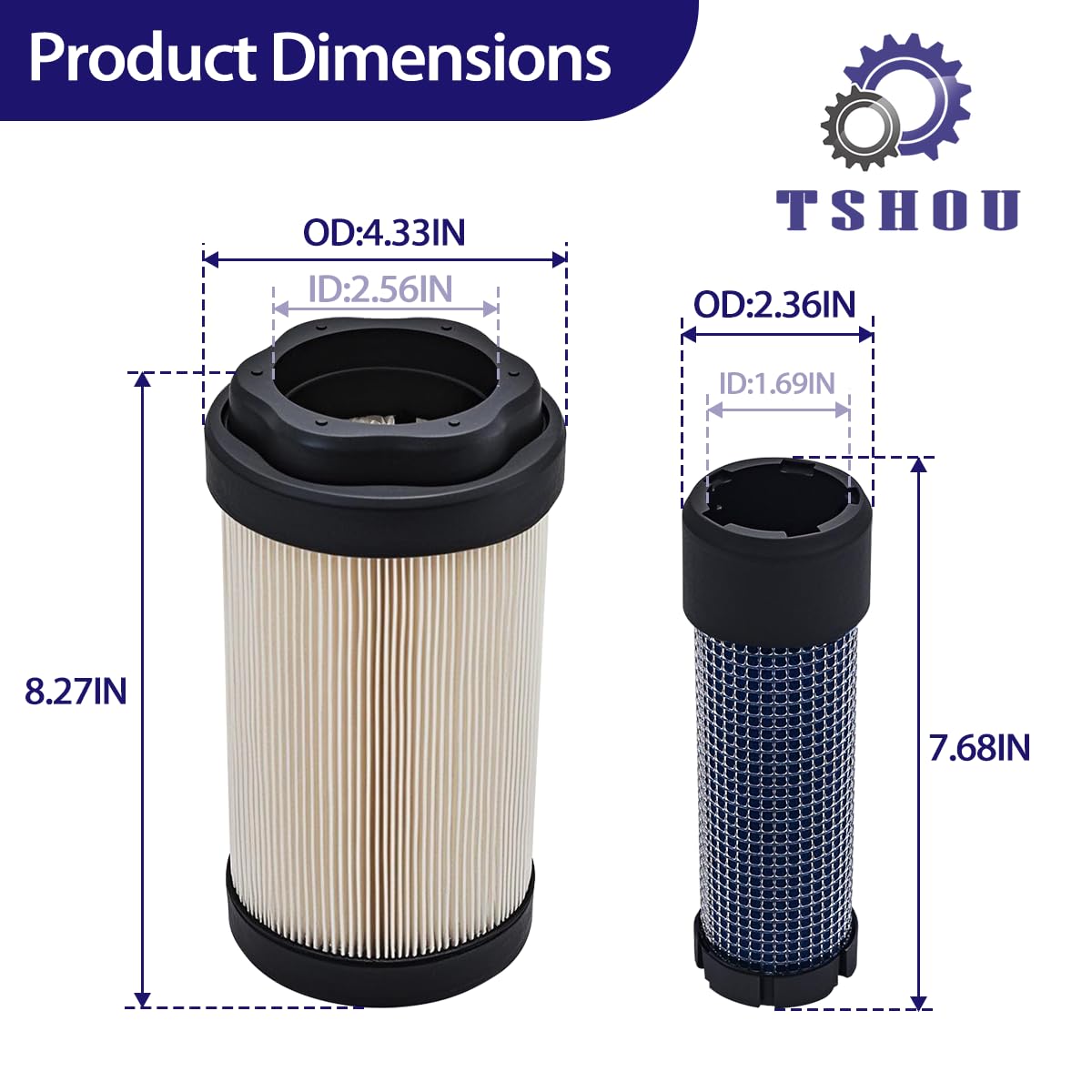 TSHOU primary air filter close-up demonstrates pleat design for improved dust capture