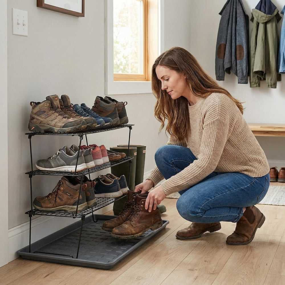 TSY TOOL tray holding multiple shoes keeping entryway clean and dry