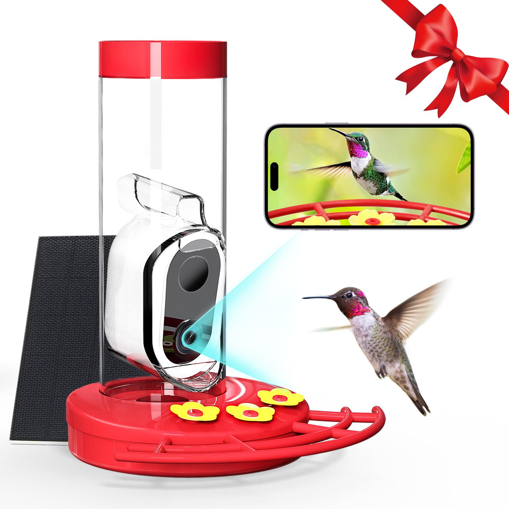 TT Nature front view of feeder with camera showing easy hanging and clear lens