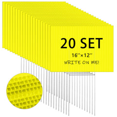 Tuanse front packaging showing 20 yellow blank signs and stakes, easy visibility
