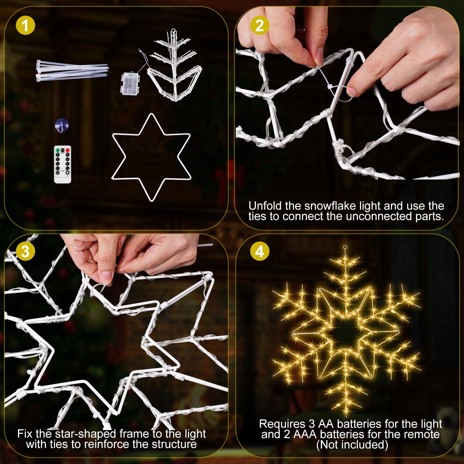 Tuanse snowflake hanging on porch delivering cozy warm-white illumination for guests