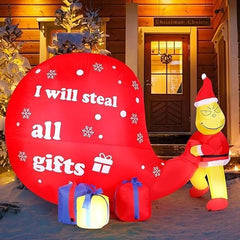 TUANZIHOME Grinch front view showing full 8ft height and festive appeal
