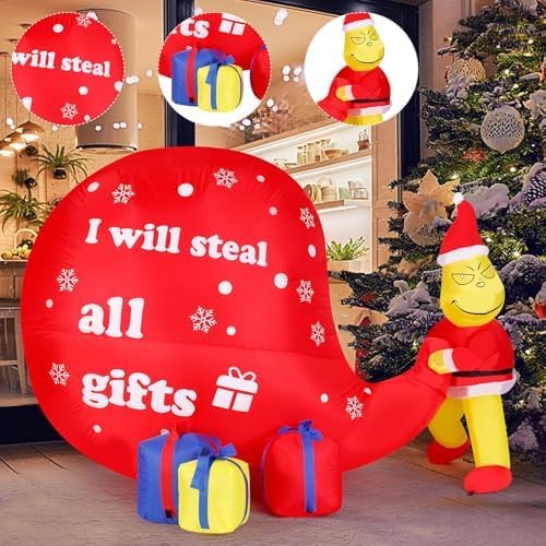 TUANZIHOME illuminated presents glowing beside Grinch for nighttime impact