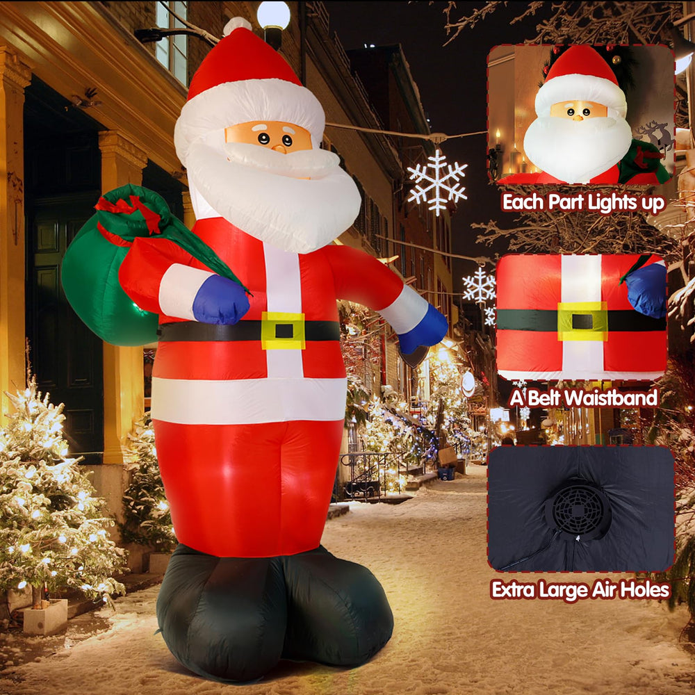 TUANZIHOME Santa lit at night in garden, bright LED visibility benefit