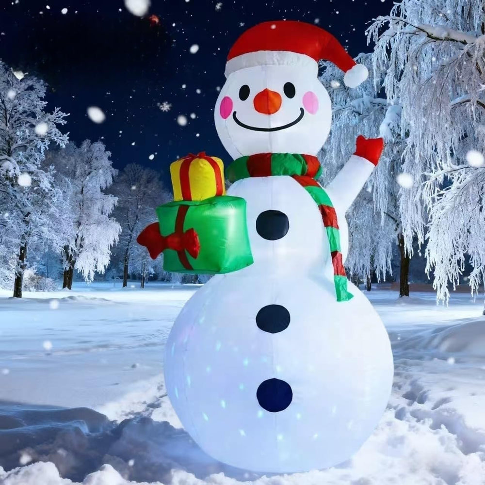 TUANZIHOME front view of 8ft snowman showing cheerful face and festive presence