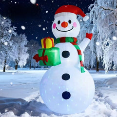 TUANZIHOME front view of 8ft snowman showing cheerful face and festive presence
