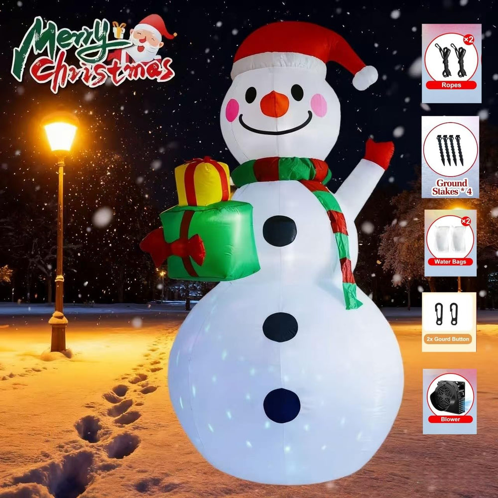 TUANZIHOME snowman lit at night with LEDs creating warm, inviting yard glow