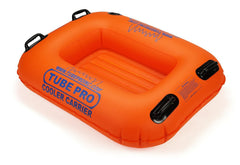 Tube Pro front view showing orange carrier and cooler, durable visibility benefit